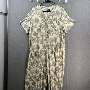 Bumblebella Dreamy Jersey Essential Wide Leg Jumpsuit Green/BeigePalm Size Large